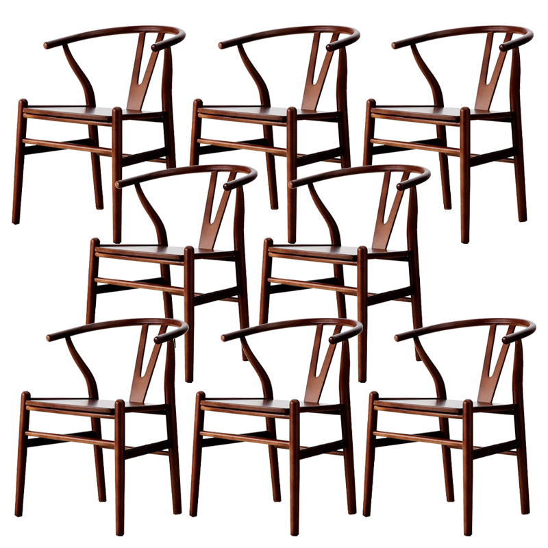Modern Armrest Backrest Chair with Wooden Legs for Dining Room