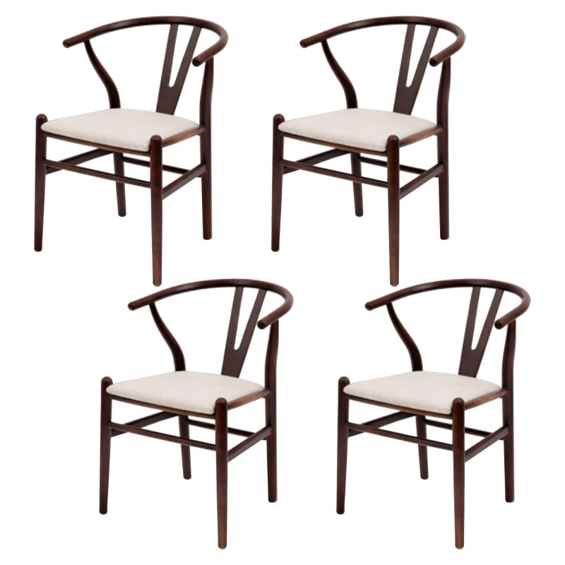 Modern Armrest Backrest Chair with Wooden Legs for Dining Room
