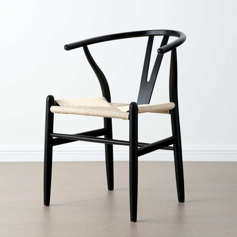Modern Armrest Backrest Chair with Wooden Legs for Dining Room