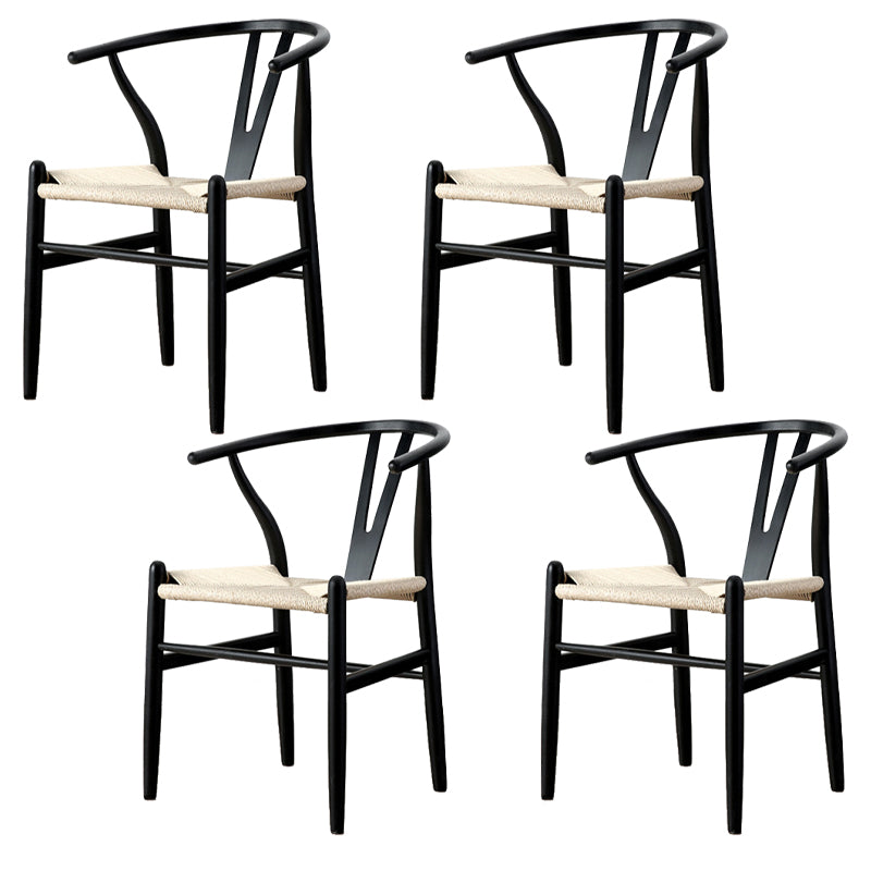 Modern Armrest Backrest Chair with Wooden Legs for Dining Room
