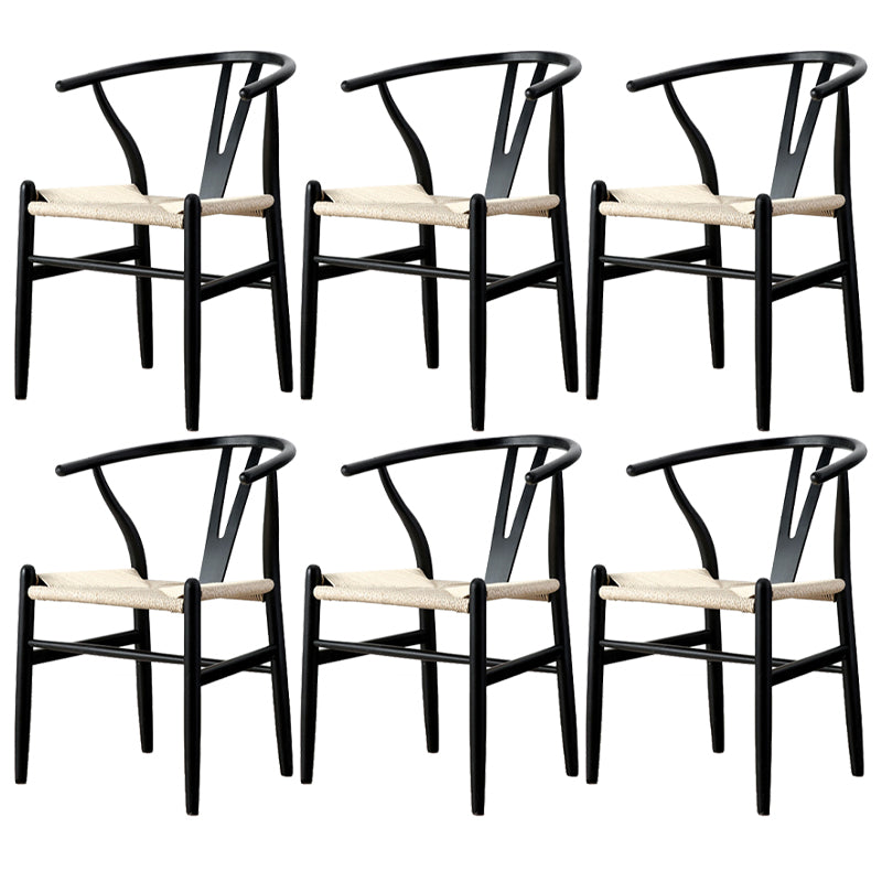 Modern Armrest Backrest Chair with Wooden Legs for Dining Room