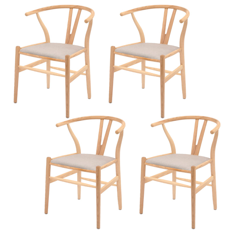 Modern Armrest Backrest Chair with Wooden Legs for Dining Room