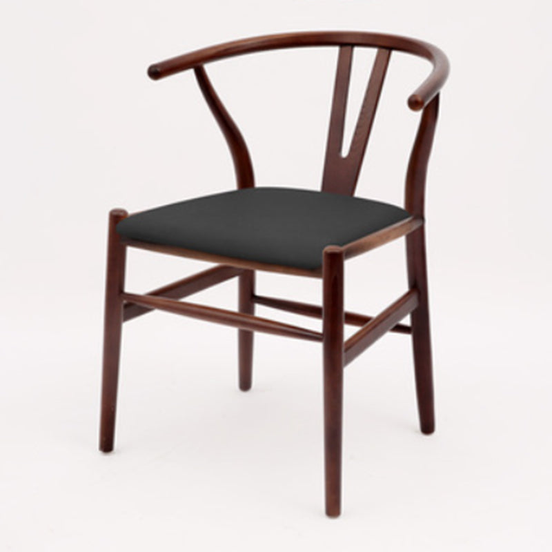 Modern Armrest Backrest Chair with Wooden Legs for Dining Room