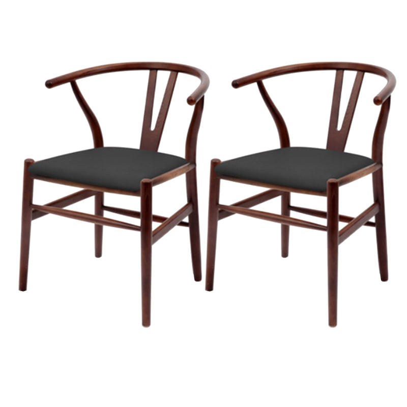 Modern Armrest Backrest Chair with Wooden Legs for Dining Room