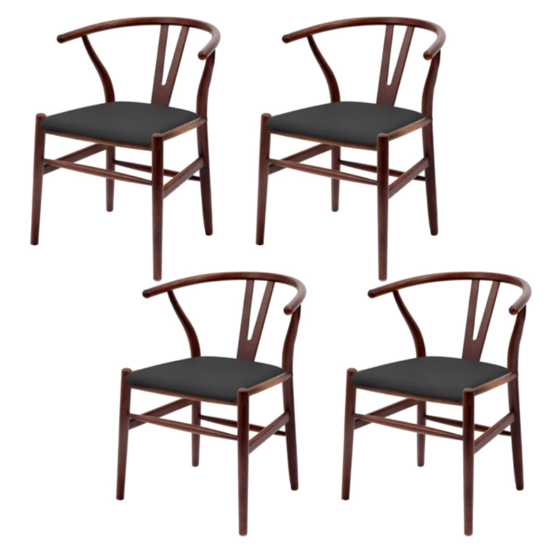 Modern Armrest Backrest Chair with Wooden Legs for Dining Room