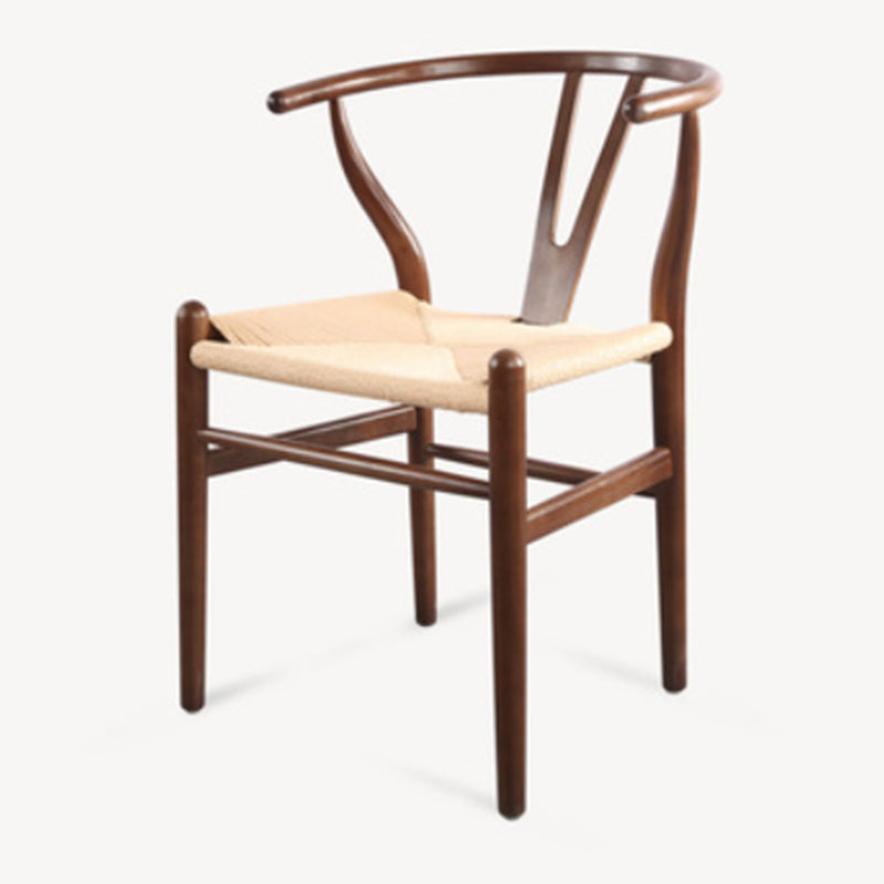 Modern Armrest Backrest Chair with Wooden Legs for Dining Room
