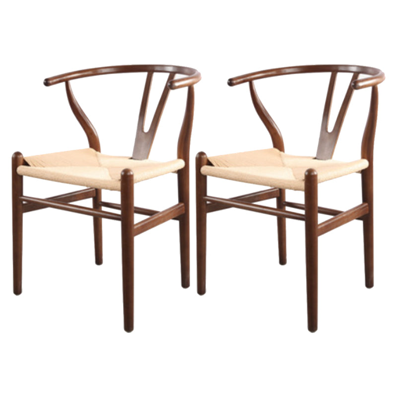 Modern Armrest Backrest Chair with Wooden Legs for Dining Room