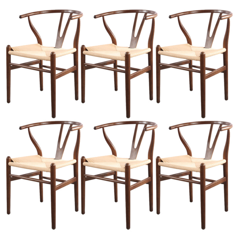 Modern Armrest Backrest Chair with Wooden Legs for Dining Room