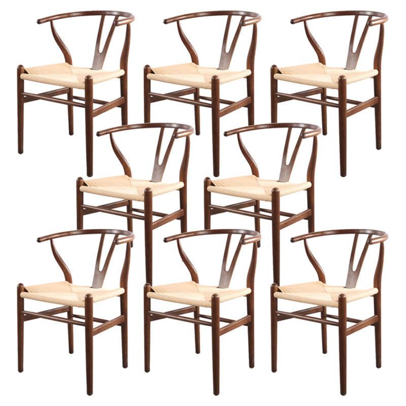 Modern Armrest Backrest Chair with Wooden Legs for Dining Room