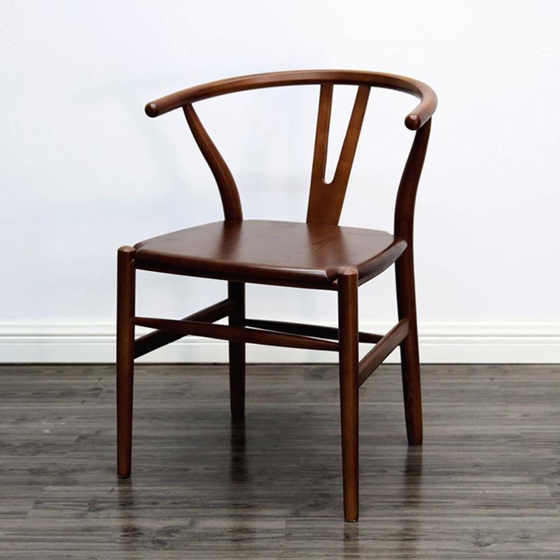 Modern Armrest Backrest Chair with Wooden Legs for Dining Room