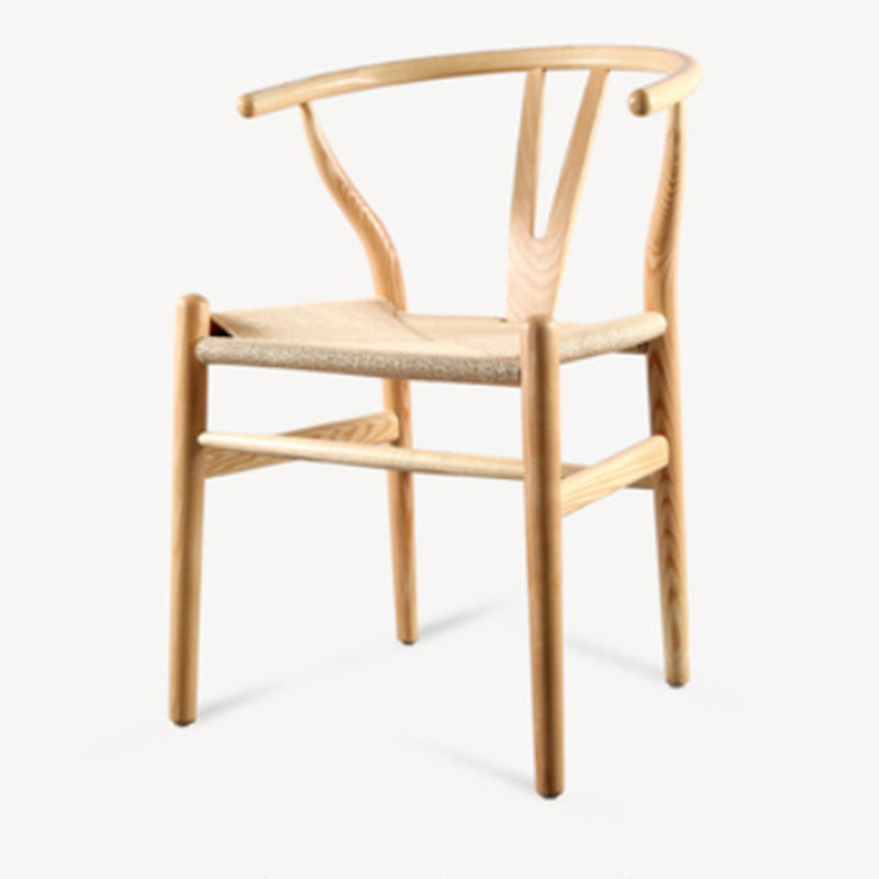 Modern Armrest Backrest Chair with Wooden Legs for Dining Room