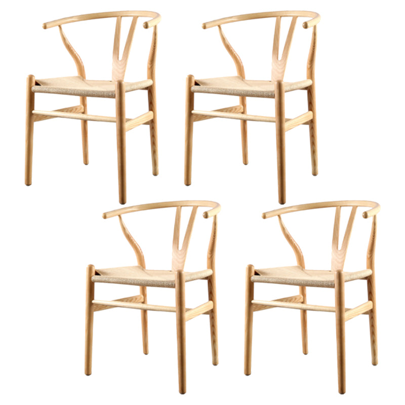 Modern Armrest Backrest Chair with Wooden Legs for Dining Room