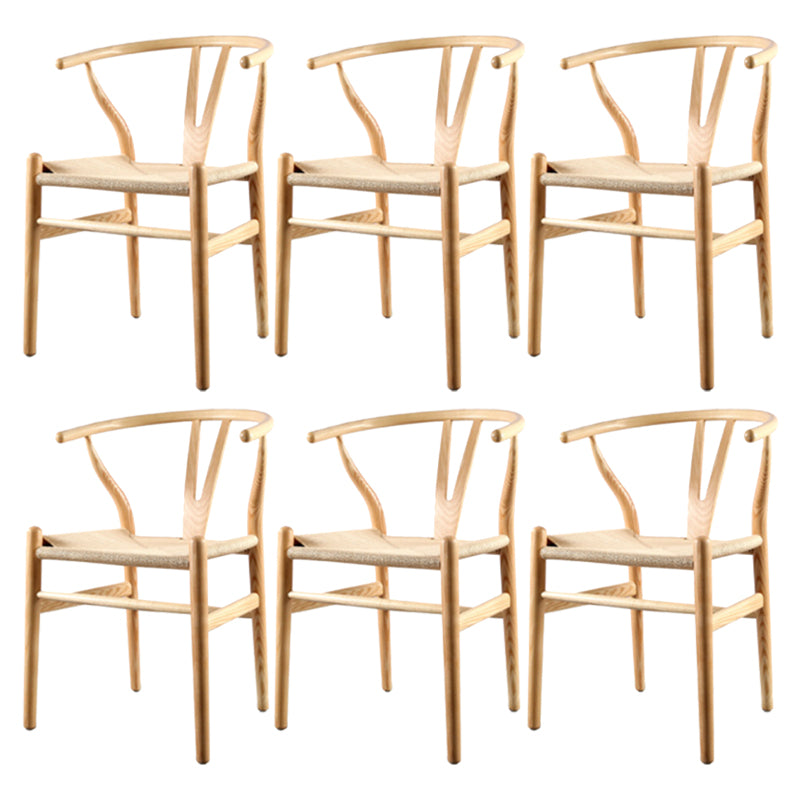 Modern Armrest Backrest Chair with Wooden Legs for Dining Room