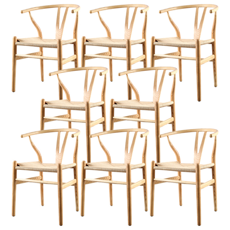 Modern Armrest Backrest Chair with Wooden Legs for Dining Room