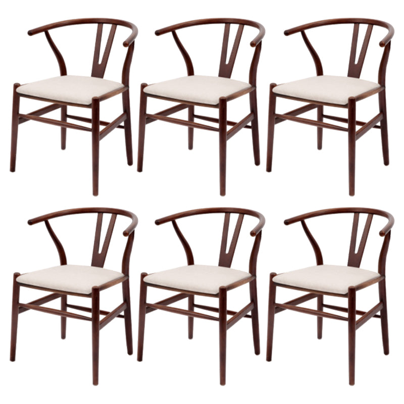Modern Armrest Backrest Chair with Wooden Legs for Dining Room