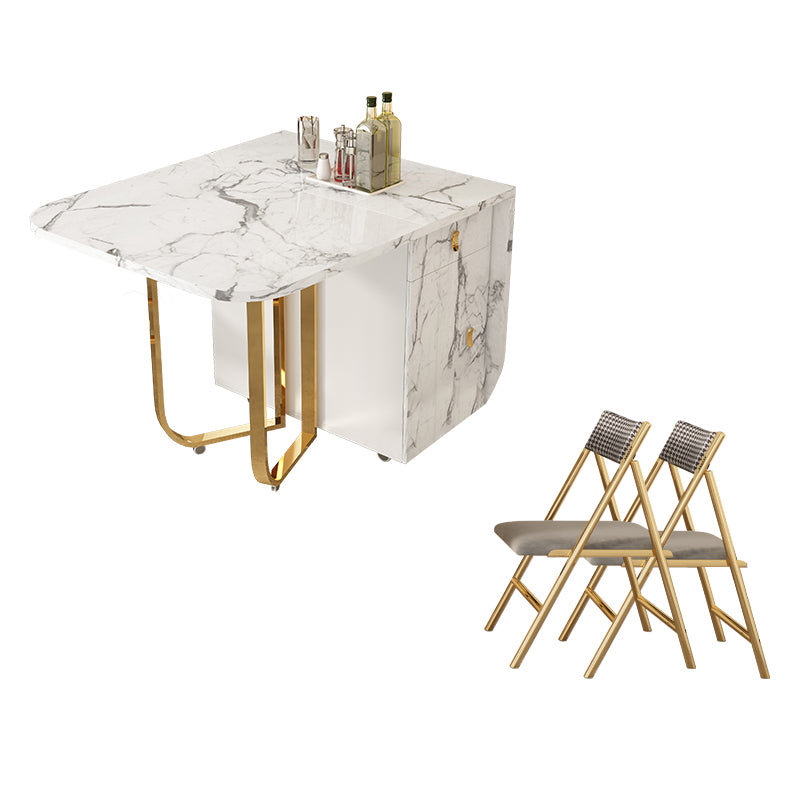 Extendable Dining Table Set 3/7 Pieces Dining Set for Kitchen