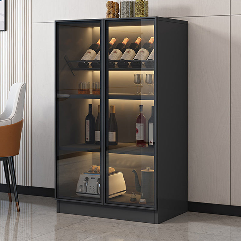 Black Floor Wine Rack Wooden Wine Bottle Rack for Living Room, without Lights