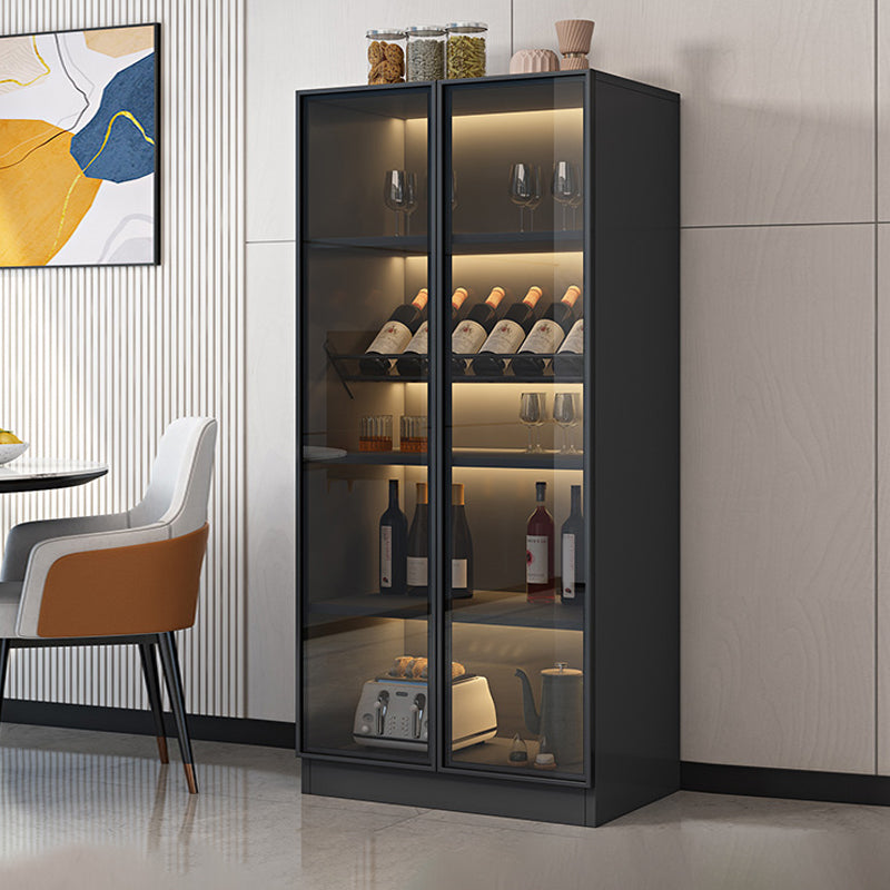 Black Floor Wine Rack Wooden Wine Bottle Rack for Living Room, without Lights