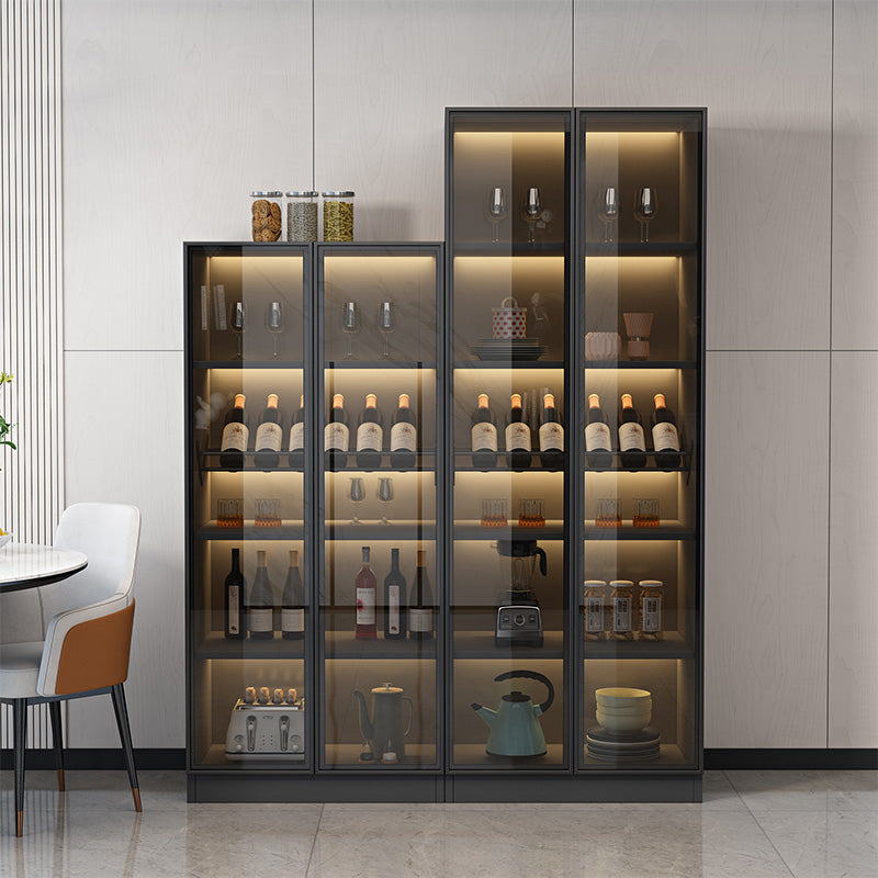 Black Floor Wine Rack Wooden Wine Bottle Rack for Living Room, without Lights