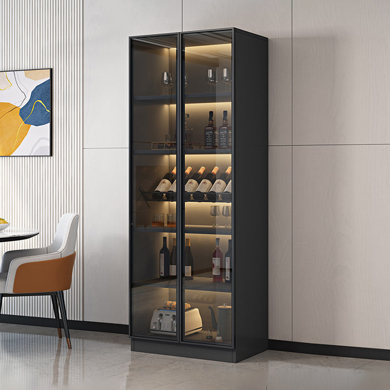 Black Floor Wine Rack Wooden Wine Bottle Rack for Living Room, without Lights