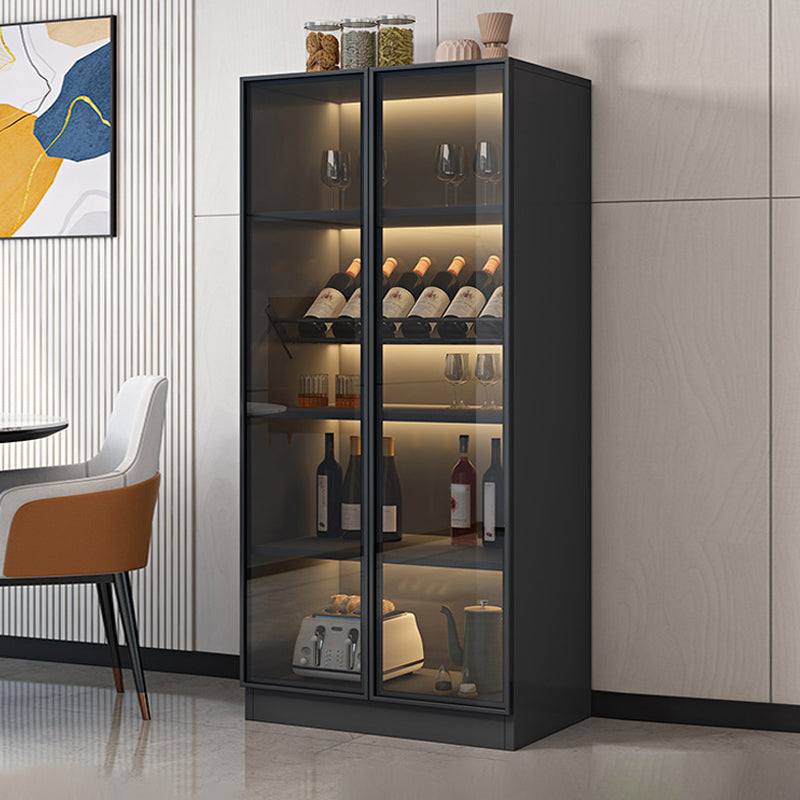 Black Floor Wine Rack Wooden Wine Bottle Rack for Living Room, without Lights