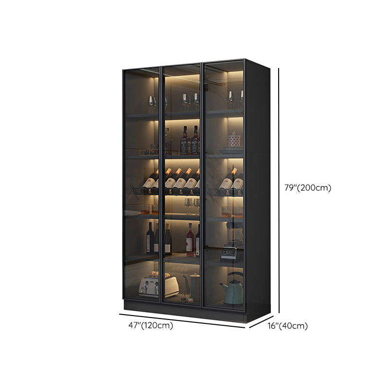 Black Floor Wine Rack Wooden Wine Bottle Rack for Living Room, without Lights