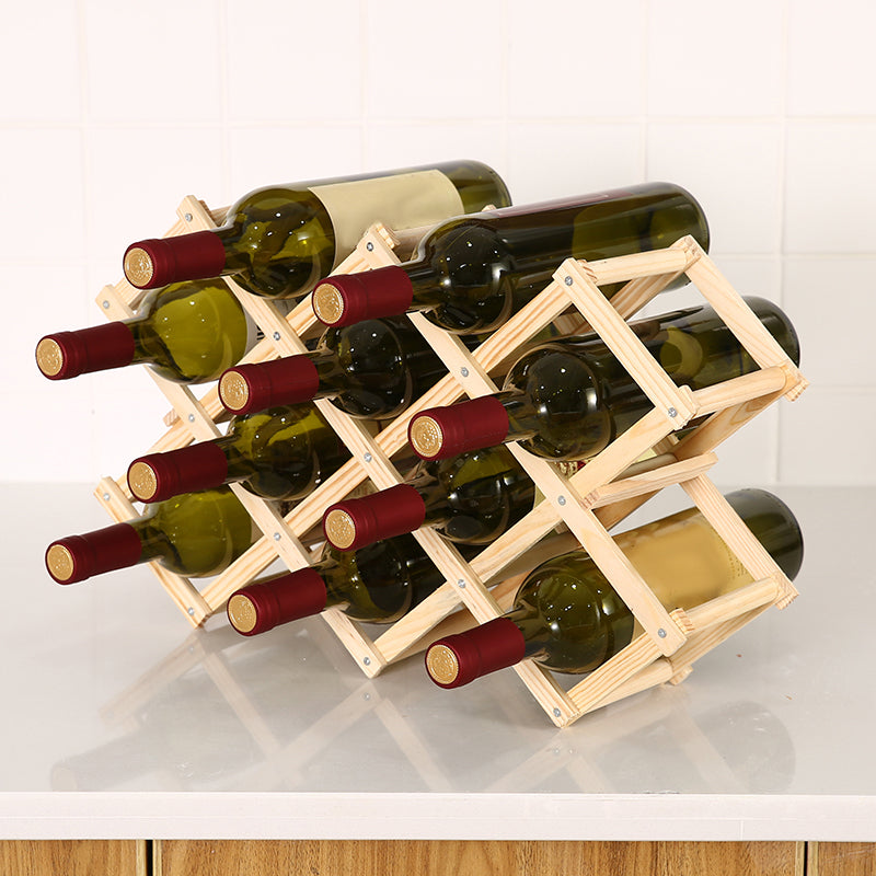 Countertop Bottle Holder Solid Wood Wine Bottle Rack for Living Room