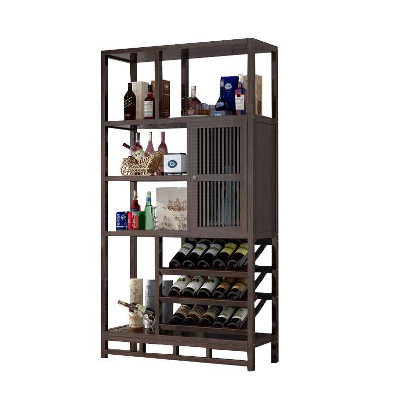 Traditional Brown Wine Rack Floor Wood Wine Bottle Rack for Living Room