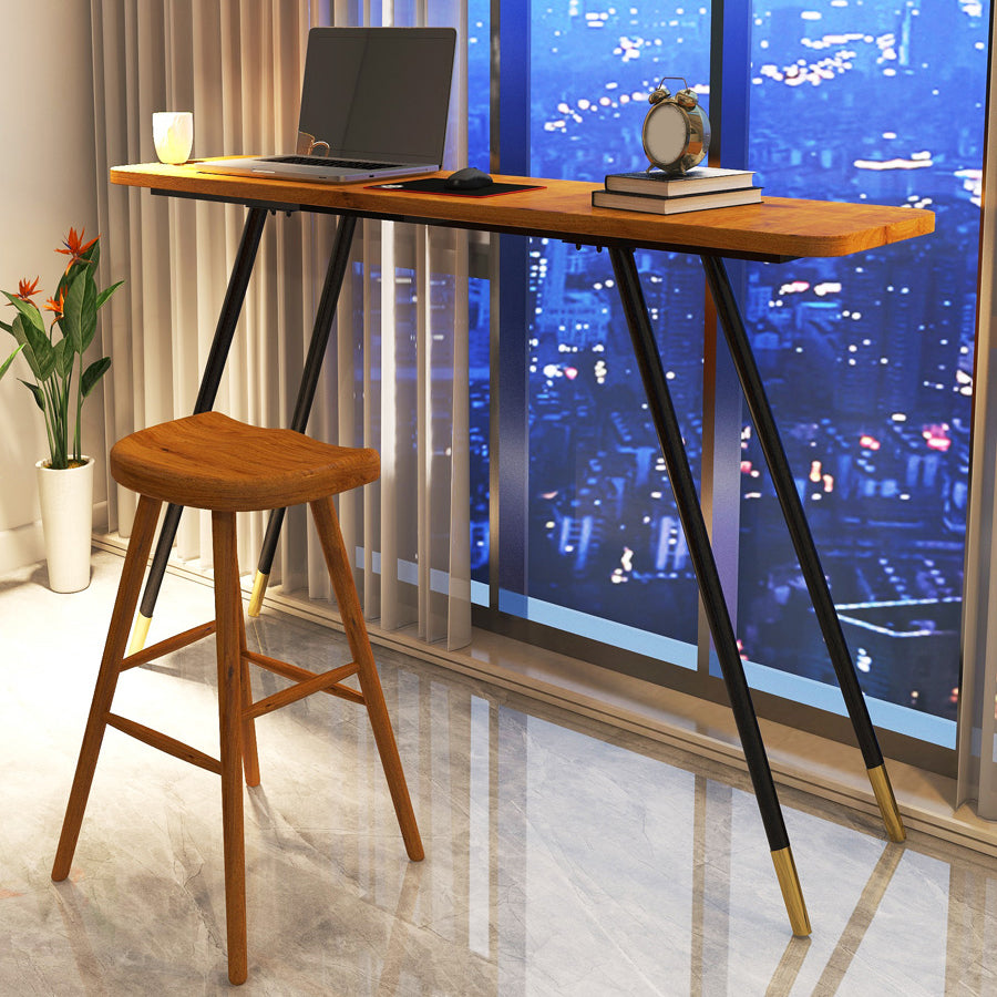 Glam Rectangle Bar Table Set 1/2 Pcs Brown Wood Bar Table Set