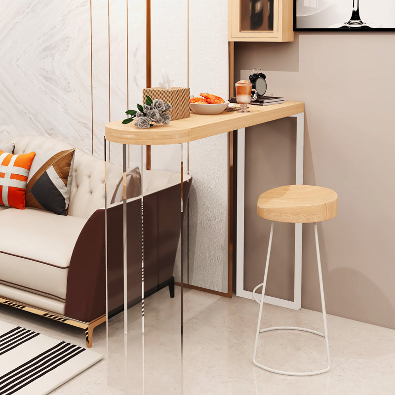 Modern Style Bar Table Set 1/2 Pcs Wooden Top Acrylic Base Bar Table Set