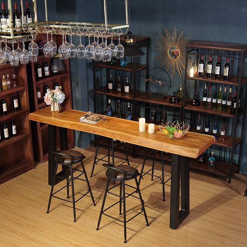 Industrial Style Pub Dining Set 1/2/5 Pcs Rectangular Solid Wood Pub Set for Home