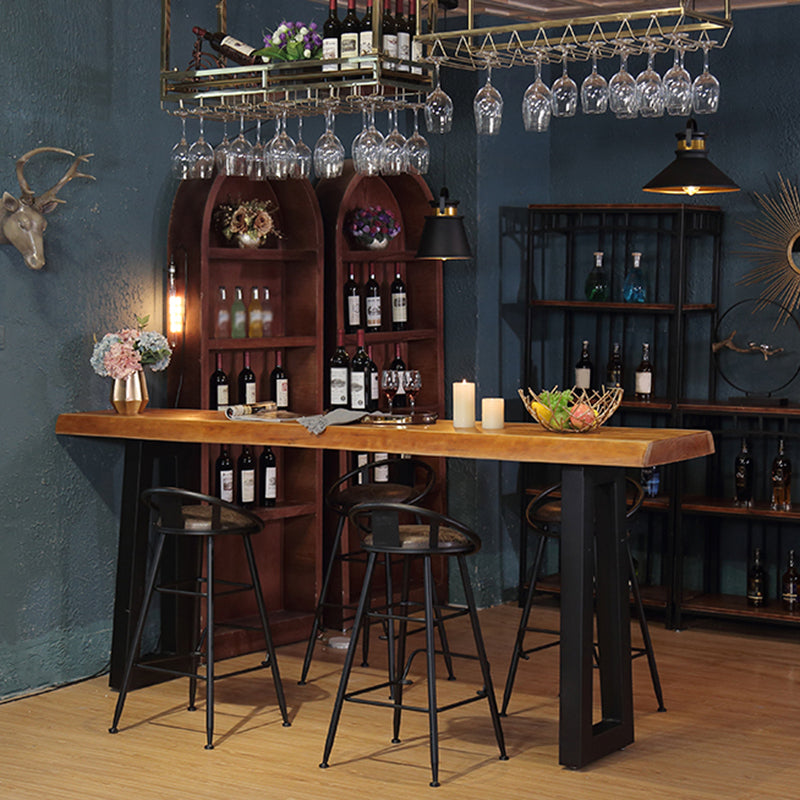 Industrial Style Pub Dining Set 1/2/5 Pcs Rectangular Solid Wood Pub Set for Home