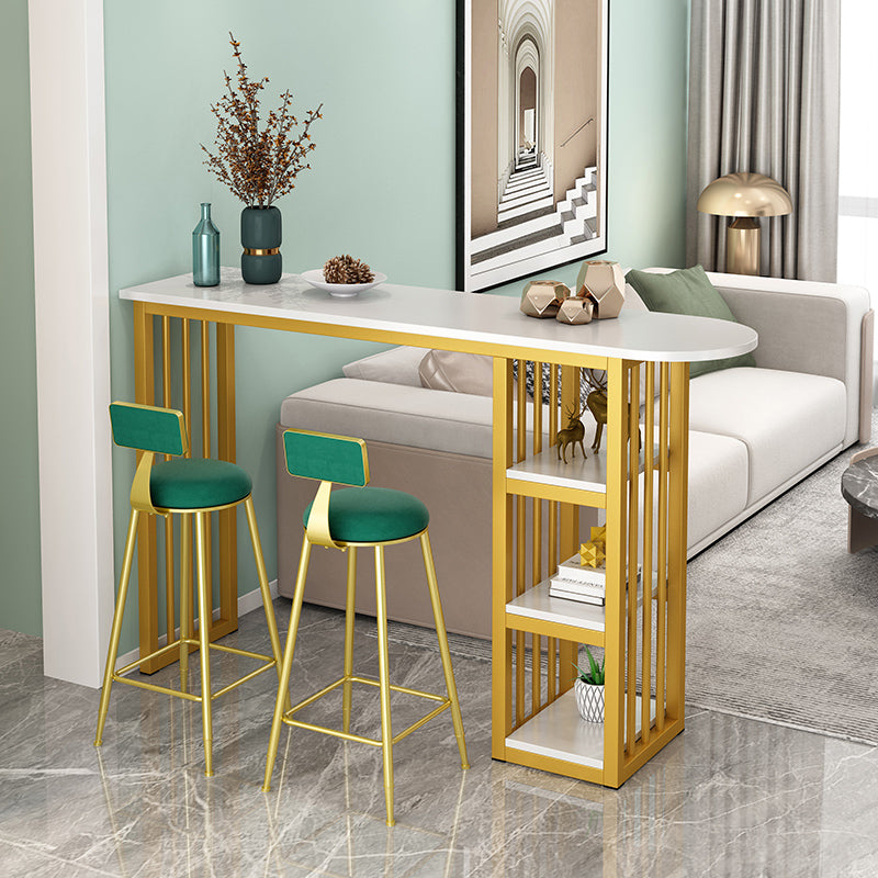 Glam Style Bar Table Set 2/3 Pcs Gold Frame Bar Table Set for Living Room