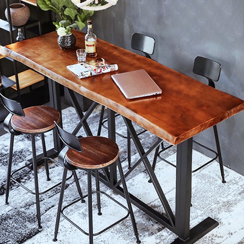 Industrial Solid Wood Pub Dining Set 1/2/5 Pcs Rectangular Pub Set for Home