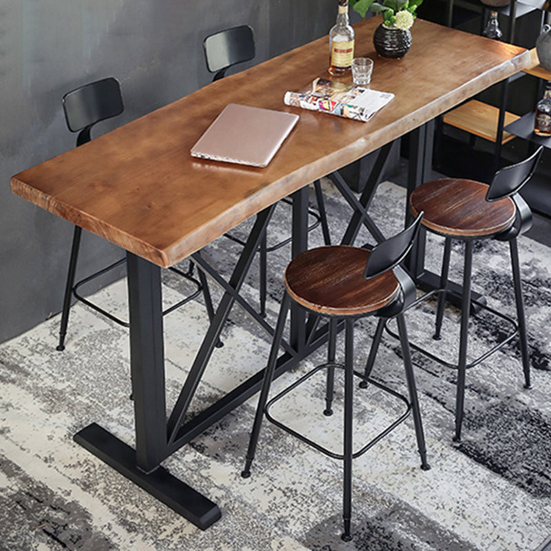 Industrial Solid Wood Pub Dining Set 1/2/5 Pcs Rectangular Pub Set for Home