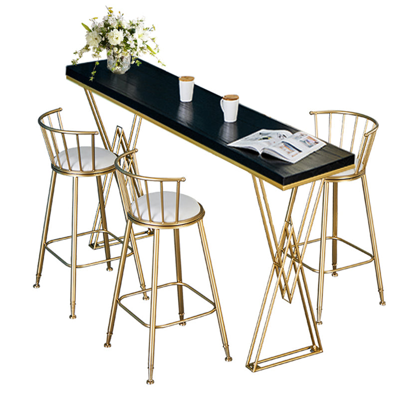 Glam Style Solid Wood Pub Dining Set 1/2/3/4 Pcs Rectangular Pub Set for Home