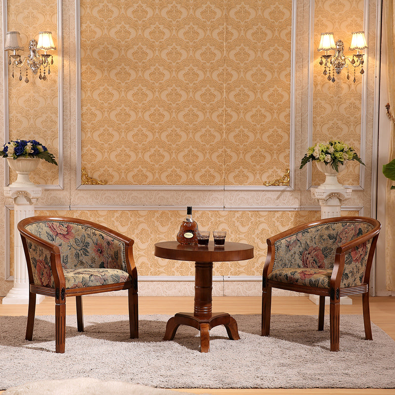 Indoor Dining Arm Chair Solid Wood Frame Dining Chair in Brown