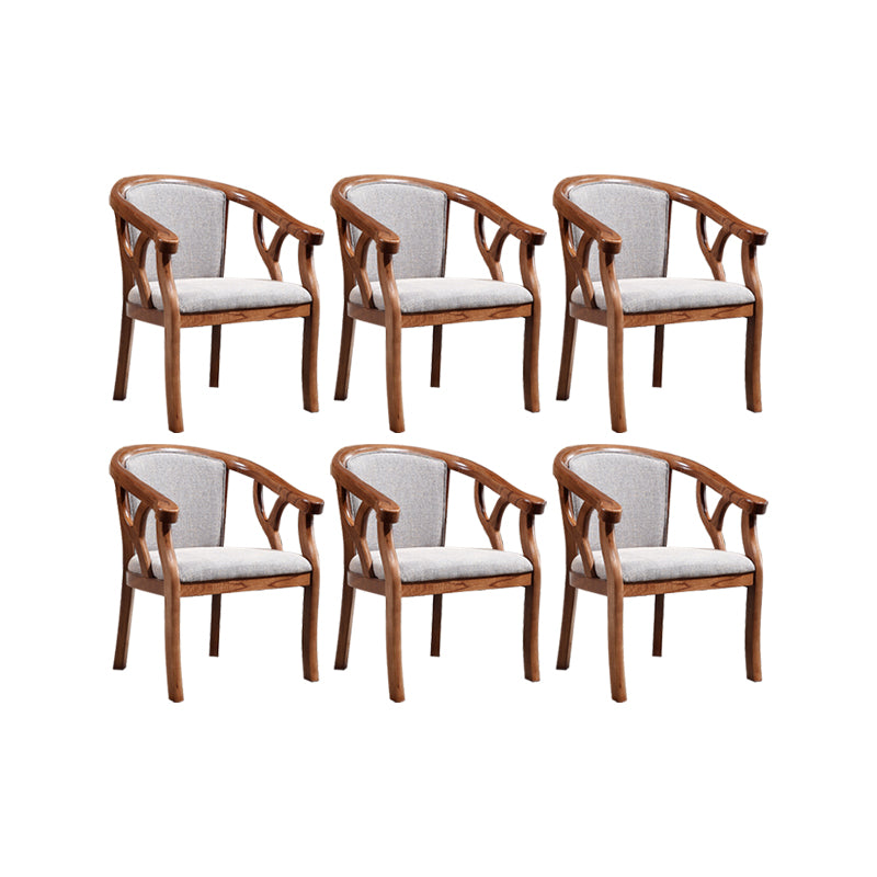 Indoor Dining Arm Chair Solid Wood Frame Dining Chair in Brown