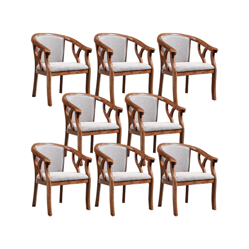 Indoor Dining Arm Chair Solid Wood Frame Dining Chair in Brown