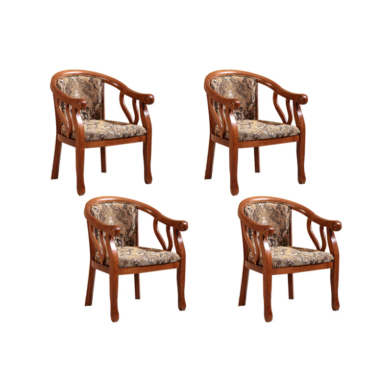Indoor Dining Arm Chair Solid Wood Frame Dining Chair in Brown