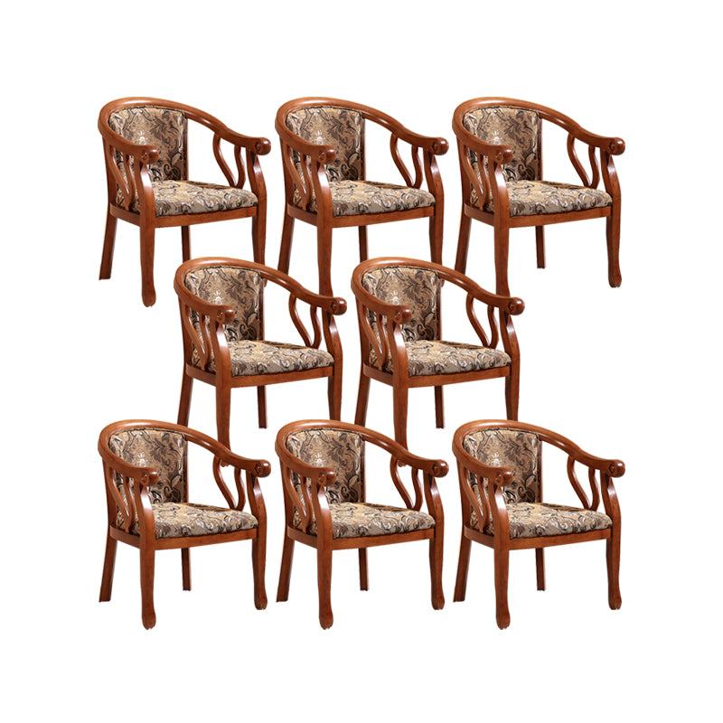 Indoor Dining Arm Chair Solid Wood Frame Dining Chair in Brown