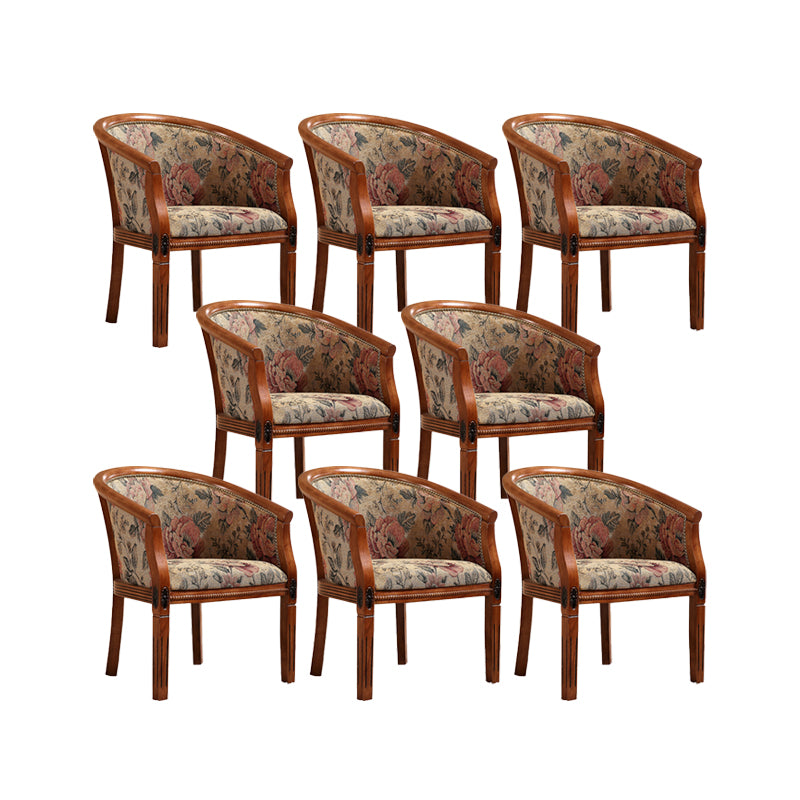 Indoor Dining Arm Chair Solid Wood Frame Dining Chair in Brown