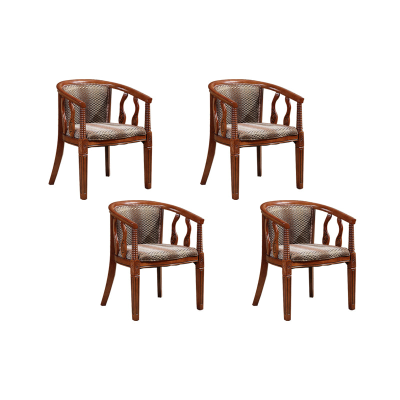 Indoor Dining Arm Chair Solid Wood Frame Dining Chair in Brown