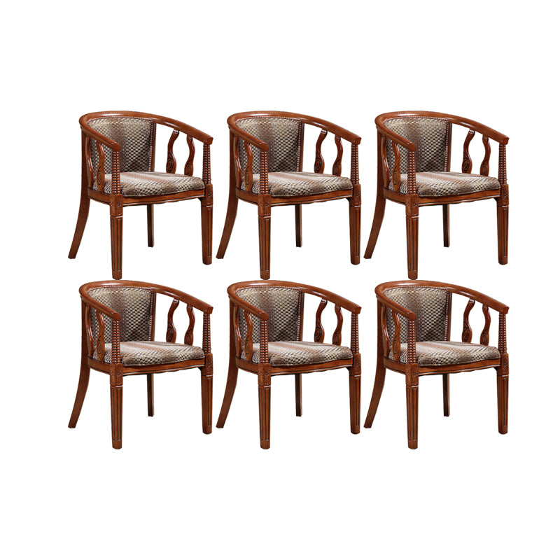 Indoor Dining Arm Chair Solid Wood Frame Dining Chair in Brown