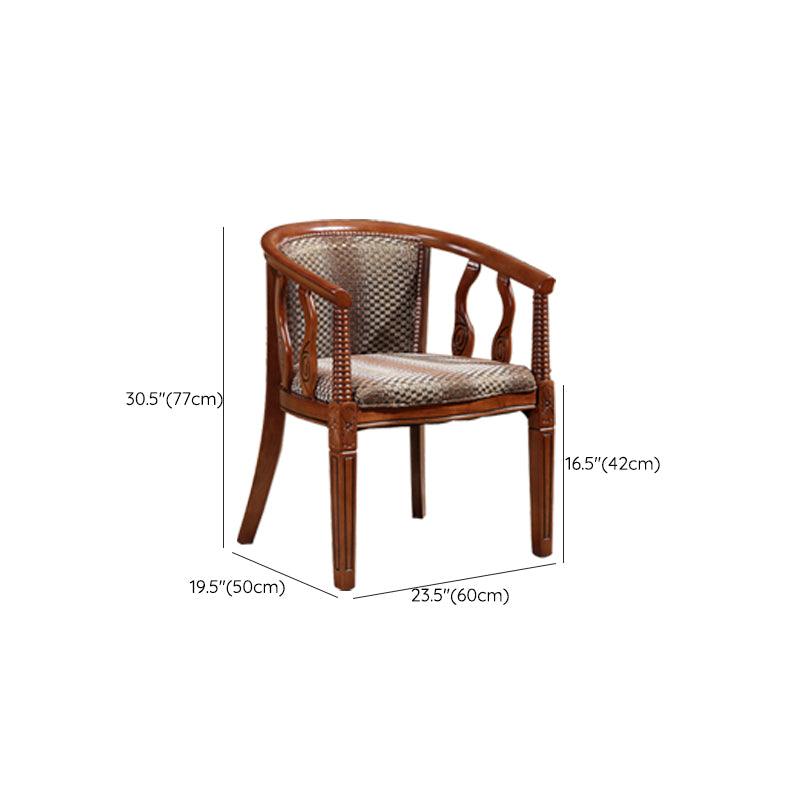 Indoor Dining Arm Chair Solid Wood Frame Dining Chair in Brown