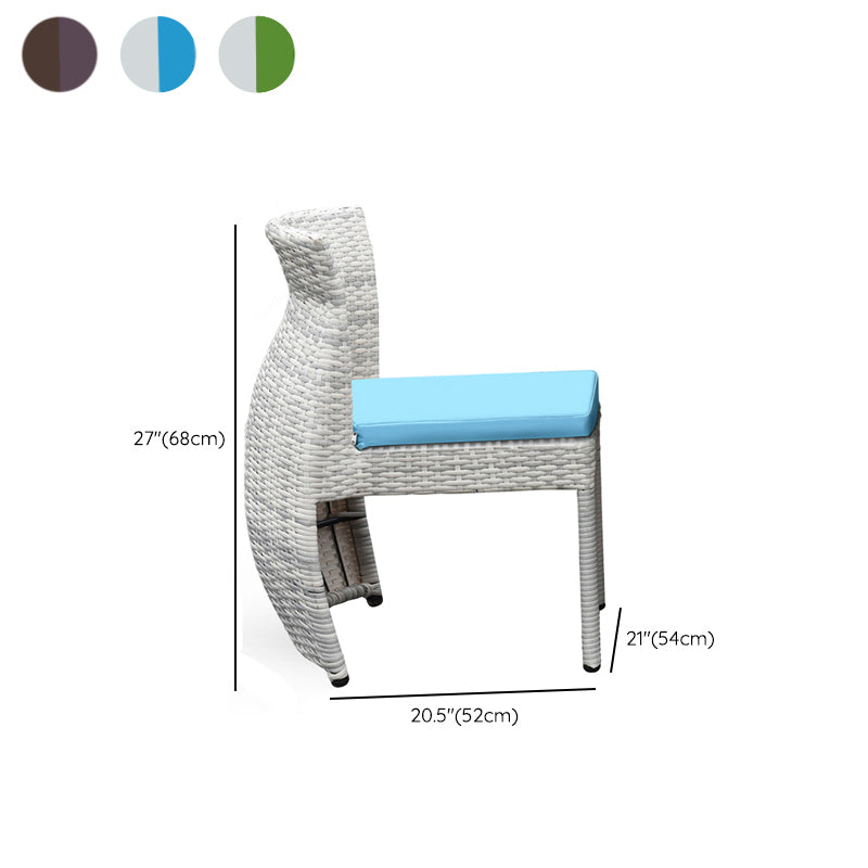 Boho Style Wicker Bistro Set 3 Pieces Round Glass Top Bistro Set