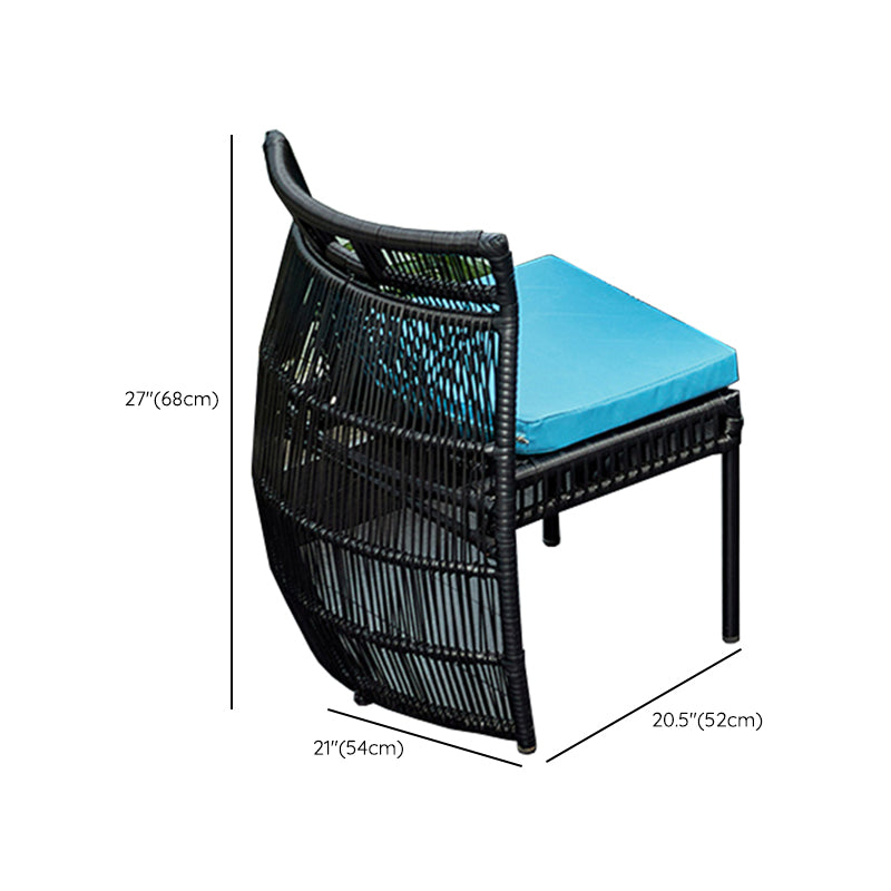 Boho Style Wicker Bistro Set 3 Pieces Round Glass Top Bistro Set