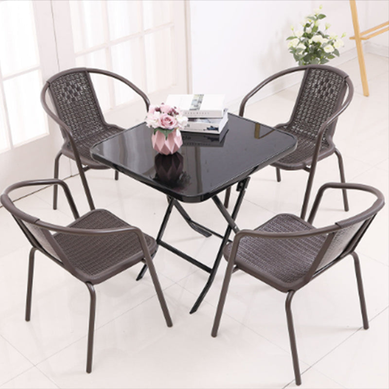 Contemporary Style Dining Set 1/3/4/5 Pcs Glass Top Dining Table Set