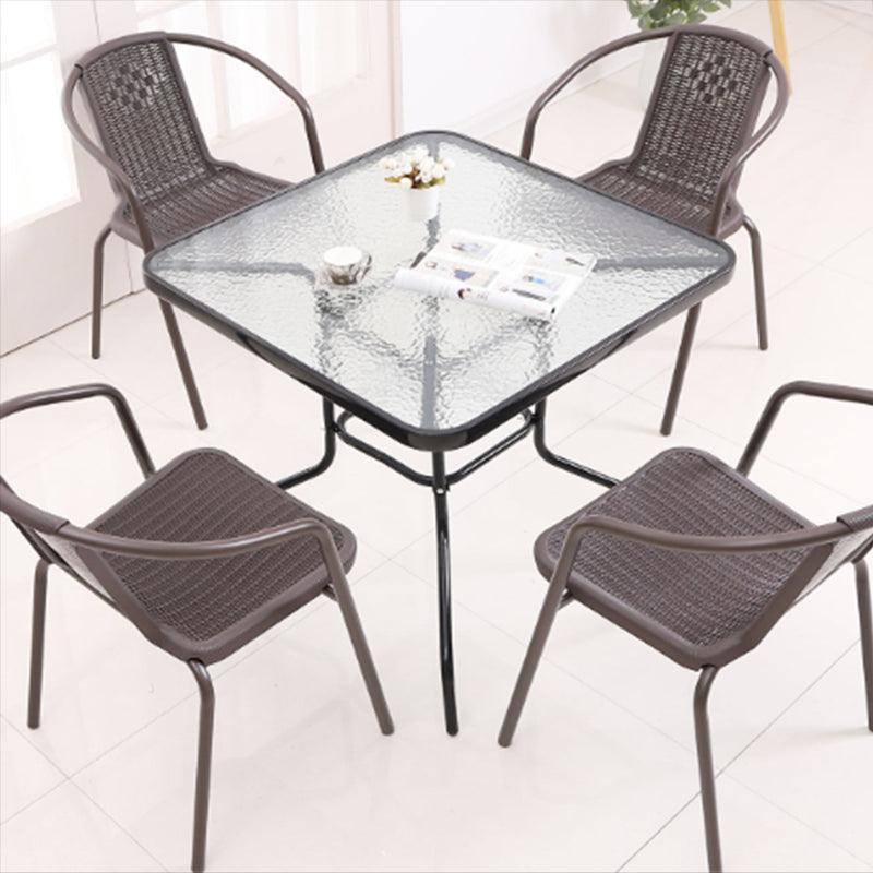 Contemporary Style Dining Set 1/3/4/5 Pcs Glass Top Dining Table Set