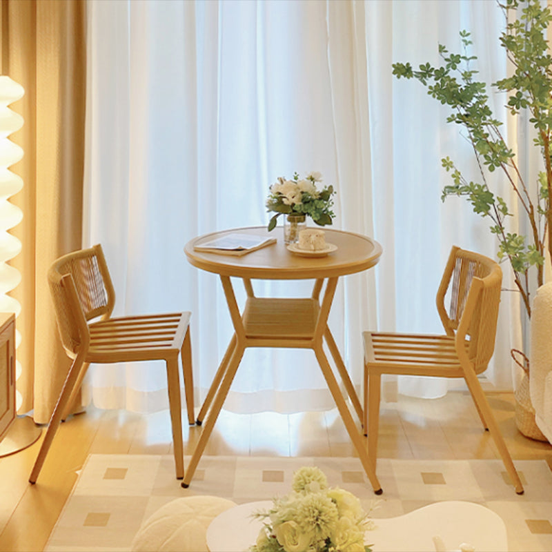 Boho Style Bistro Set 3 Pcs Glass Top Metal Frame Bistro Set